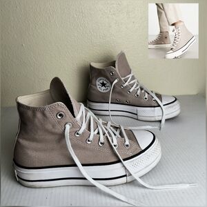 Chunk Taylor Converse All*Star High-Top Sneakers Taupe Women's Size 7